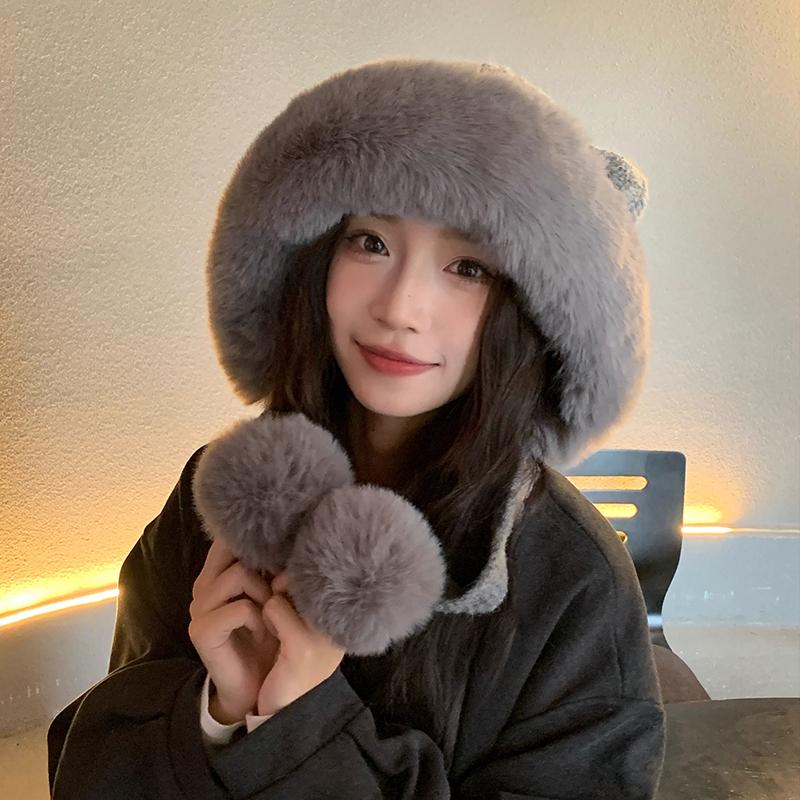 Winter Velvet Thickened Thermal Hat Women's New Cute Bear Ears Ear Hat