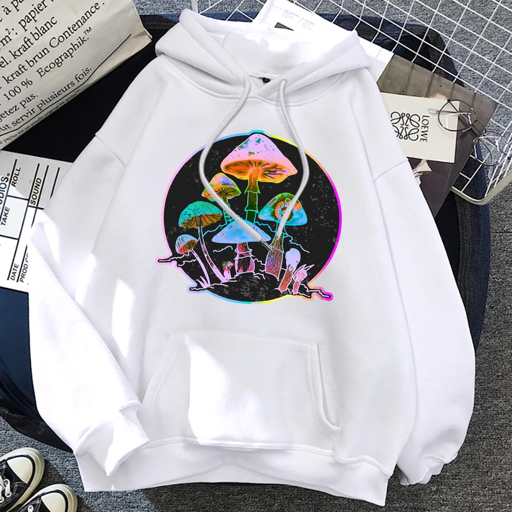 Garden of Shrooms Colorful Neon Print Unisex/Women Cotton Hoodie Casual Oversized Pullover Popular Sweatshirt Trend Unisex Clothing