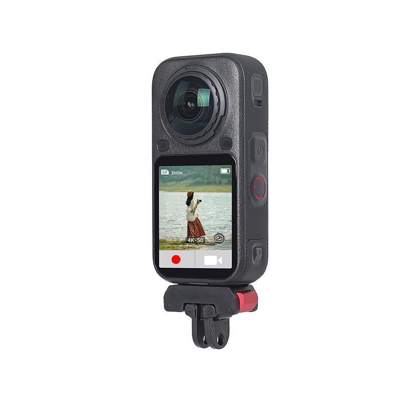 Magnetic Quick Release Mount for Insta360 X6, Dual Interface Mount Adapter with 1/4 Inch Thread, Metal Latch, Anti-Slip Pad Base