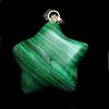 Small Star Pendant In Synthetic Malachite + Chain 2cm Diameter