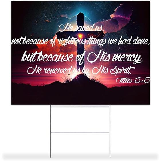 Bible Verse Saying Outdoor Yard Sign Thank You Jesus Yard Signs with Stakes Two Sided Print Christianity Durable Yard Signs Weatherproof Party Open