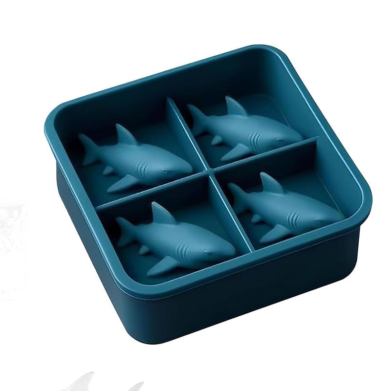 

Shark Silicone Ice Mold, 3D Silicones Funny Shark Cube Maker, 4 Cavity Sharks Fin Ices Cube Molds, for Chilling Drinks,Parties синий