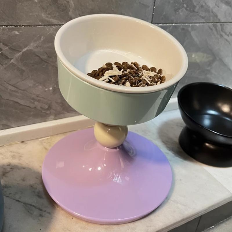Elevated Cats Food Dish Adjusting Angled Ceramic Pet Bowl AntiSlip Design Food Feeders Bowl For Small Breeds Cats Indoor