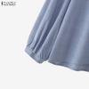 ZANZEA Women Splice V-Neck Loose Casual Long Sleeve Blouse
