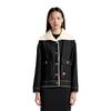 Li Ning Sports Lifestyle Series Solid Color Faux Lamb Fleece Warm Loose Washable Denim Jacket Women Jacket Deep-Black-Denim AJDT628-2