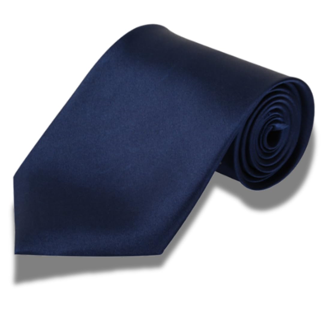[BEAU LLASSANA] Men s Navy Tie, Solid Color, Business, Formal, Job Hunting, Wedding, 8cm, Silk-like, Glossy Finish