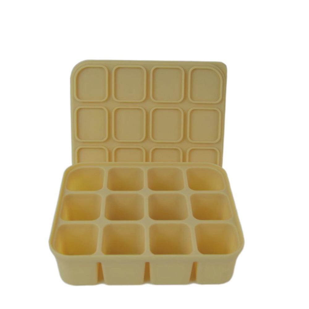

Squared Shape Ice Cube Mold Silicone Baby Supplementary Food Mould Ice Cube Maker Freezer Yellow 12 Grid