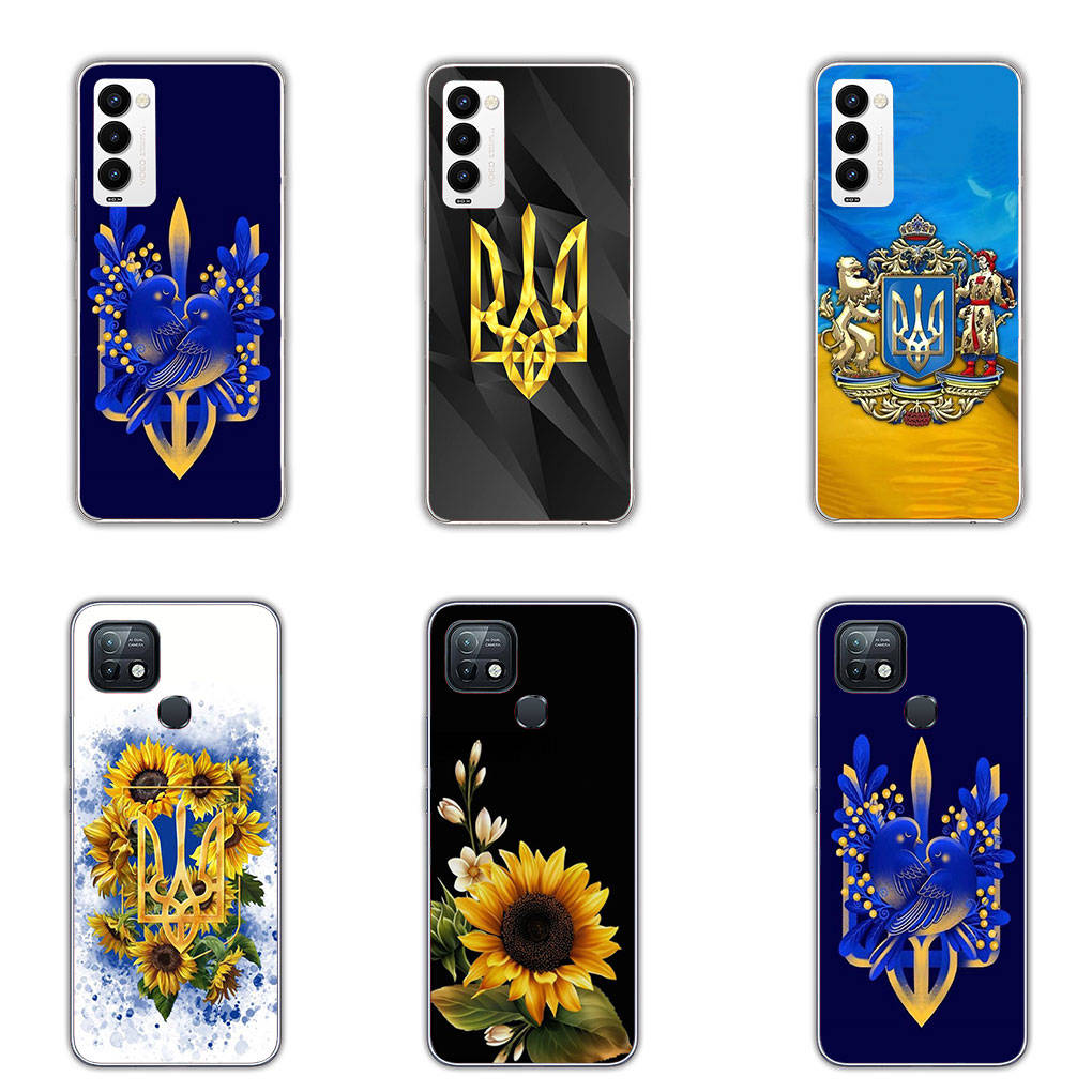 Чехол для телефона Motorola Moto Edge 40 30 neo G54 G24 G84 iPhone 15 14 Xiaomi Redmi Note 13 12 11 Pro Samsung Galaxy A54 с изображением подсолнуха и флага Украины