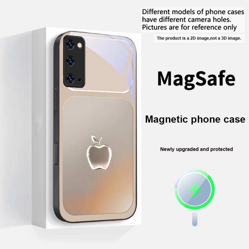 Metallic gray texture For Magsafe Samsung S25 S25 Edge S25Ultra S8 9 10 20 S21 Pro 22 Plus S23 FE S24 Ultra Glass Phone Case