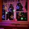 Star Moon Curtain String Lights, USB Powered LED Fairy Lights, Warm & Colorful Lighting, Christmas Ramadan Bedroom Holiday Party Decor