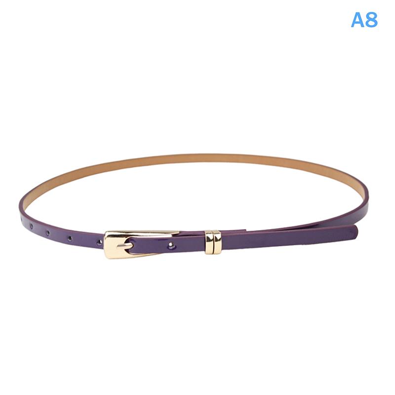 1Pc 12 Candy Colors Women'S Leather Belt Skinny Thin Dress Belt Waist Belt Waistband Dress Coat Waist Seal Jeans Belt