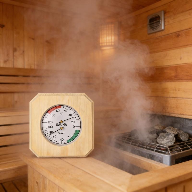 Professional Wooden Hygrometer Thermometers with Clear Readability Wood Humidity Temperature Gauges for Sauna Rooms