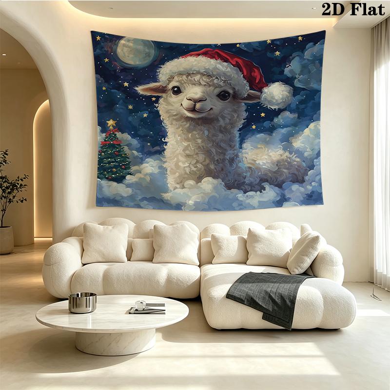 Christmas animals Wall tapestry, aesthetic printed fabric blanket, suitable for bedroom, living room, and home decor.