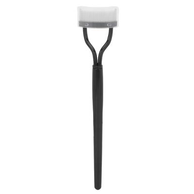 Eyelash Comb Curved Design Separate Cover Stainless Steel Material Black Straight Handle Lash
