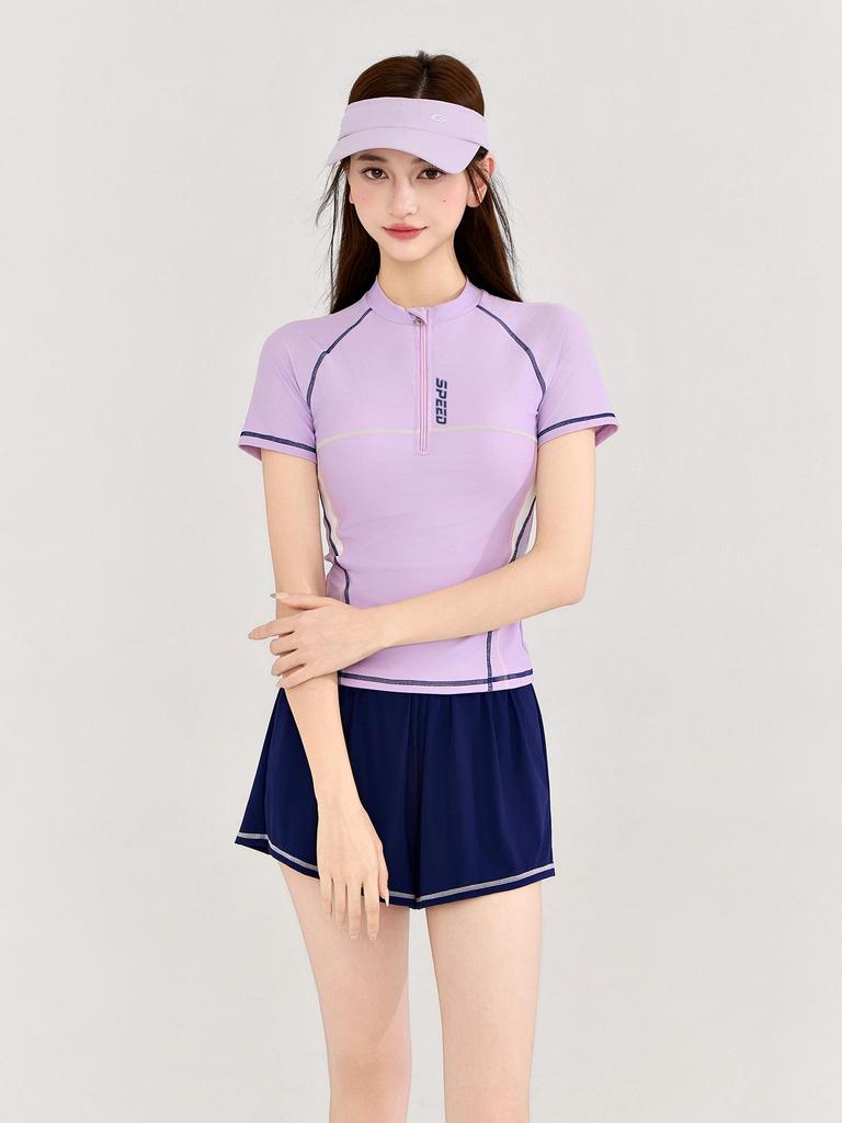 Hao Zhi Lang Women's 2026 Slimming Tummy-Cover Swimsuit - Sports-Style Nylon Swimwear