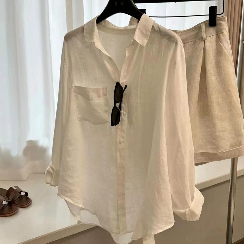 Women White Elegant Loose Thin Summer Casual Sunscreen Shirt