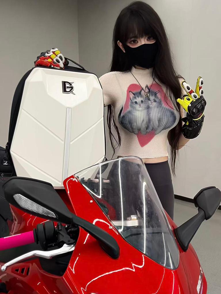 LED Motorcycle Riding Backpack - Double Shoulder Helmet & Computer Bag for Men & Women with Hard Shell