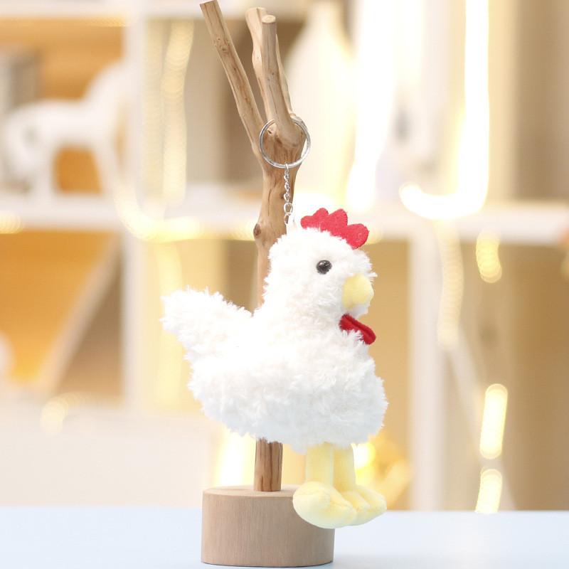 

Animal Themed Soft Plush Chicken Doll With Keyring For Kids And Collectors WhiteRooster