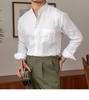Men's Long-Sleeve Linen Henley Shirt - Casual, Breathable, Versatile for Commuting or Vacation