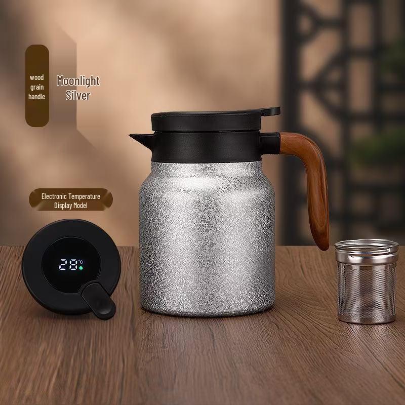 Titanium-Coated Smart Temperature Kettle, Large Capacity, Anti-Scald, Double-Walled, Insulated Tea Pot, Slow Cooker with Handle