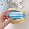 Korean-Style Compact Plaid Makeup Bag with Bowknot - Portable Storage for Data Cables, Earphones, and Sanitary Items