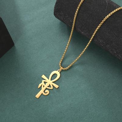 Punk Egyptian Cross Ankh With Eye Of Horus Pendant Necklace Gothic Jewelry With Box Chain