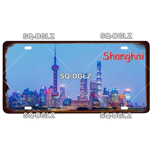 [SQ-DGLZ] Asia City 15x30cm Plate Metal Sign Vintage Plaque Tin Sign Wall Decor For Bar Country Painting Travel Poster