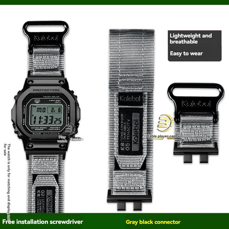 Replacement Nylon Canvas Strap for Casio G-Shock GMW-B5000 Metal Square Watch - Sporty Waterproof Adjustable Band Accessory