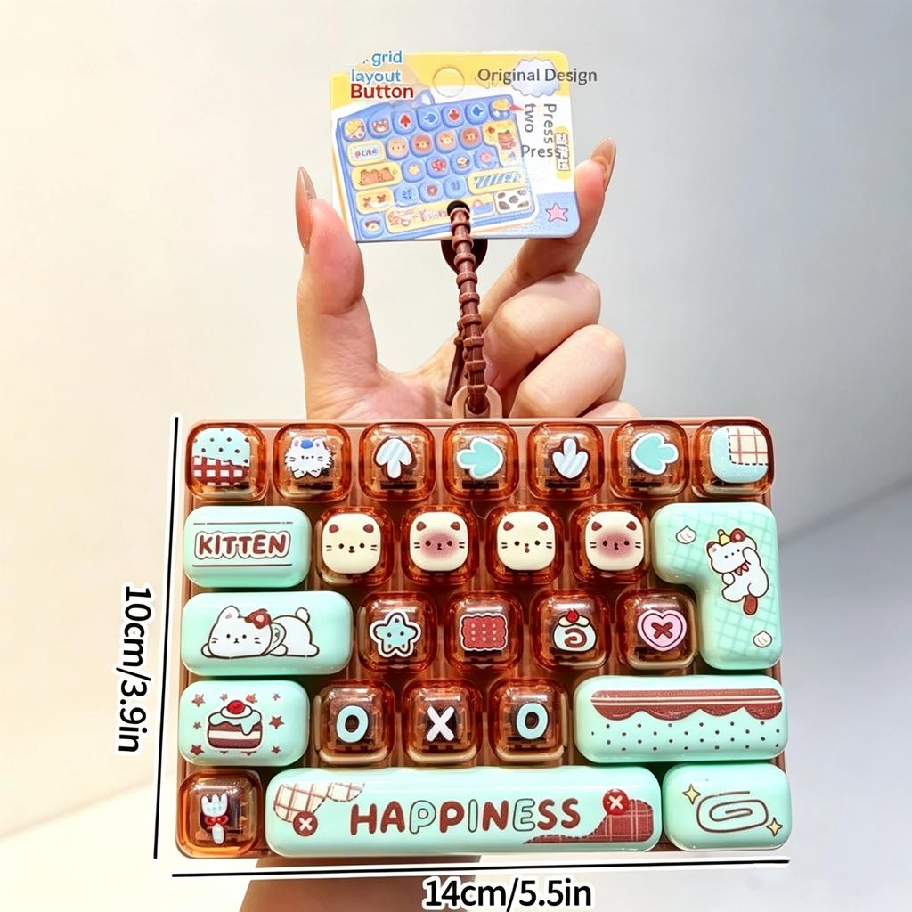 Mini Keyboard Stress Relief Fidget Toy Soft Pressable Lovely Animal Prints Sensory Toy for Kids Birthday Gifts