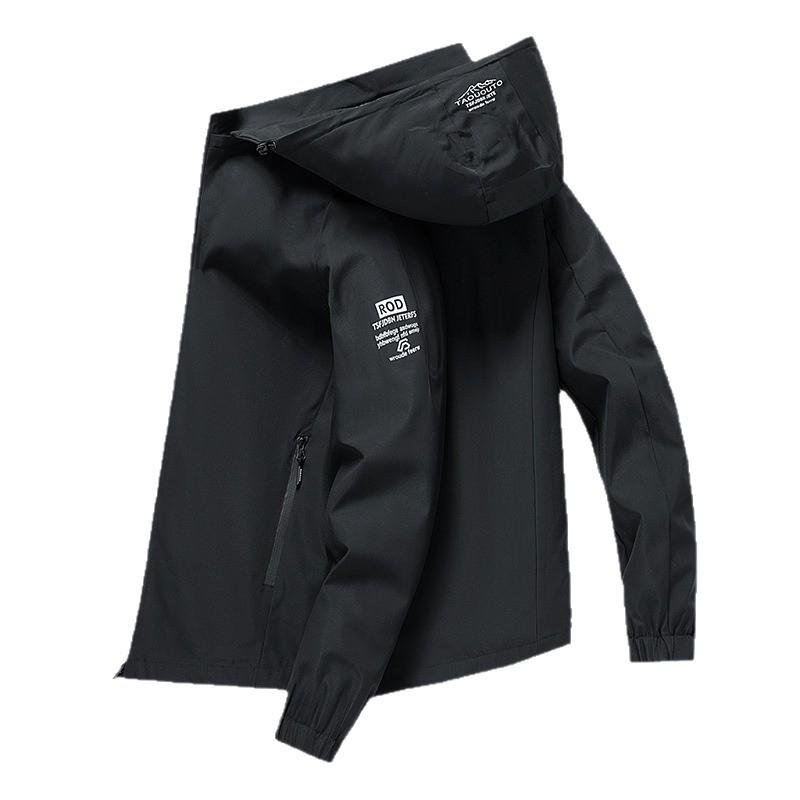 Herrenjacke Frühling und Herbst Abnehmbare Kapuze Wasserdichte Kapuzenjacke Herren Windbreaker