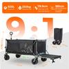 300L+120L Foldable Wagon & Tailgate, 180cm with Extra Wide 17x10 cm All-Terrain Wheels, Ideal for Garden, Shopping, Beach, and Outdoor Use (Black)