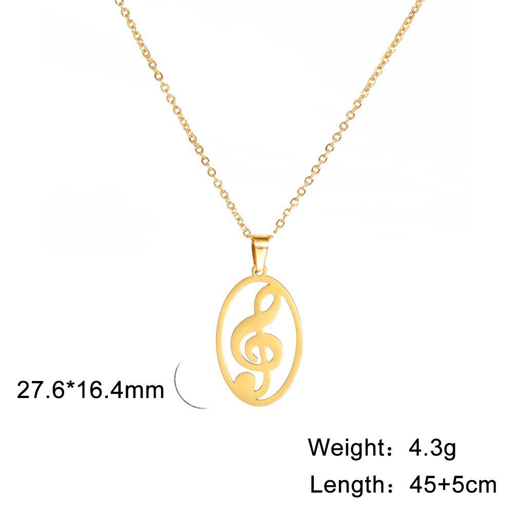Cazador 2026 Trend Hollow Music Note Pendant Necklace for Women Round Love Neck Chain Stainless Steel Jewelry Birthday Gift