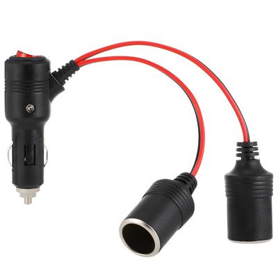 HEALEEP Cigarette Lighter Switch Cigarette Lighter Plug Splitter Car Charger Cord 2 Way Car Cigarette Lighter Adapter with Switch Black