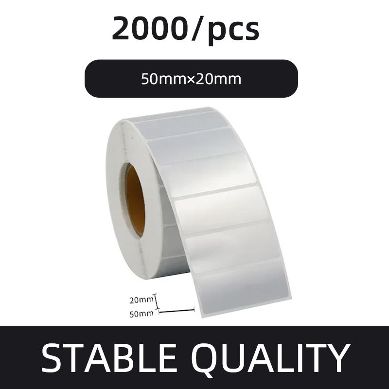 Etiqueta de código de barras PET prata fosca 20 30 40 50 60 70 80 90 100 Fita de transferência térmica Impressora de adesivos