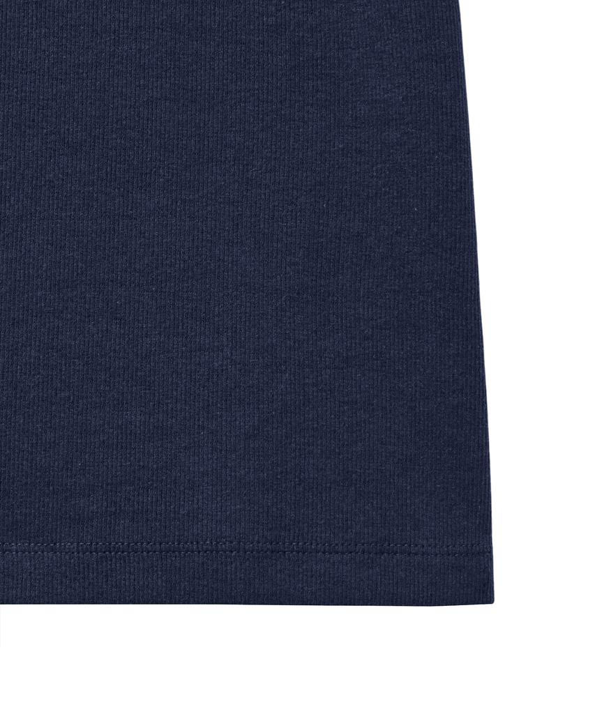 NOIRER FOR WOMAN Slim Ribbed T-Shirt (Navy)