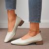 Fashion Shallow Women Low Heels Shoes 2025 New Brand Trend Elegant Square Toe Pumps Chunky Leather Mature Office Dress Zapatillas Mujer