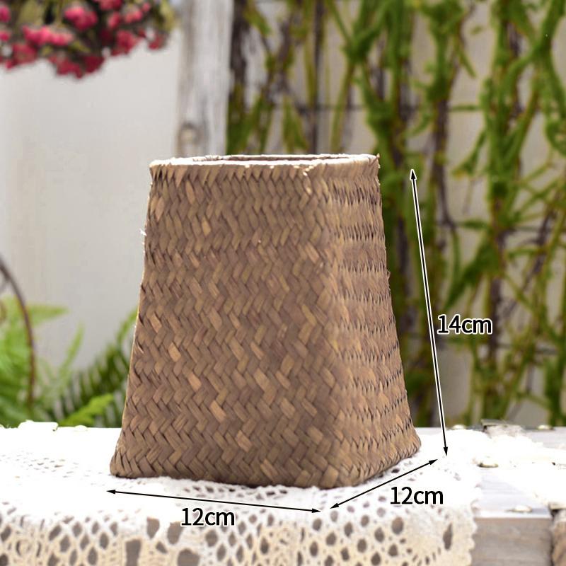 Handmade Wicker Flower Basket Organizer Natural Straw Vintage Rattan Vase Decorative Vases Desk Storage Container Home Decor