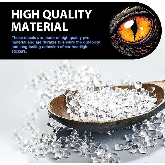 2 PCS Car Beast Eyes Decals, 3D Stereo Beast Eyes Stickers, Water-Proof Round Light Decal, Cool Beast Eyes Light Decoration Stickers, Suitable For