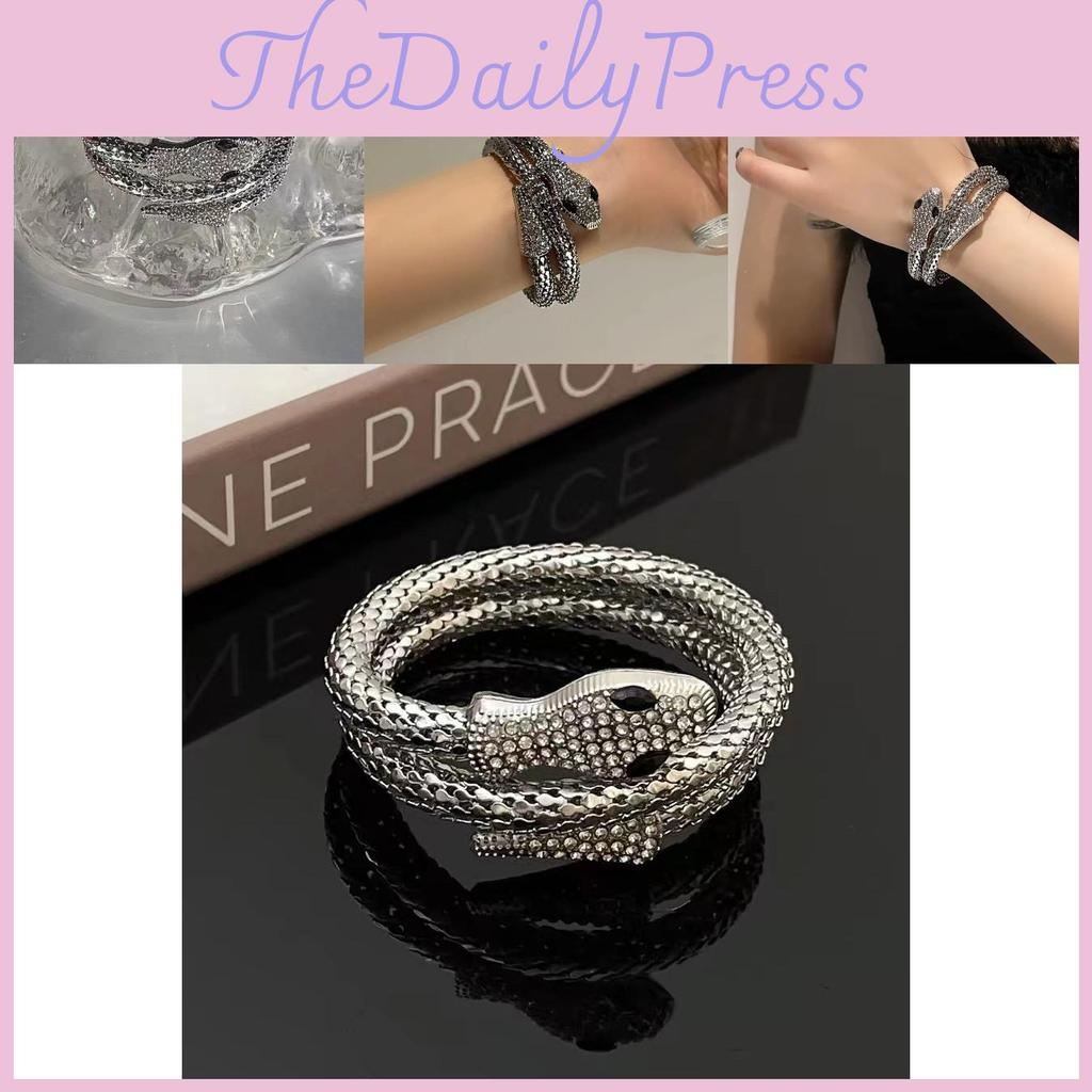 Snakeshaped Chic Alloy Zircon Bracelet For Women Unique And Fashion Forward