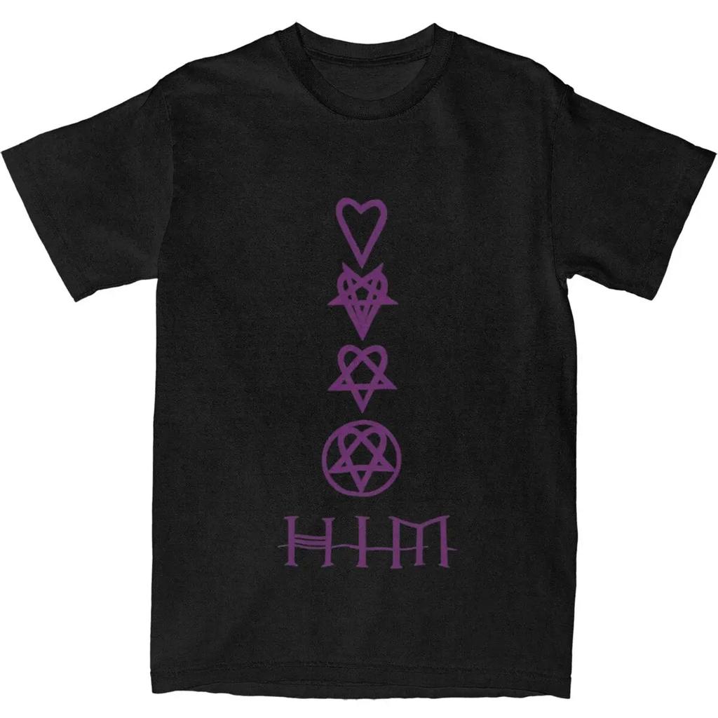Him Band Ville Valo Liebt Herzförmiges Muster Metall-T-Shirts Sommer Street-T-Shirts und Beliebte Damen Kurzarm-T-Shirts