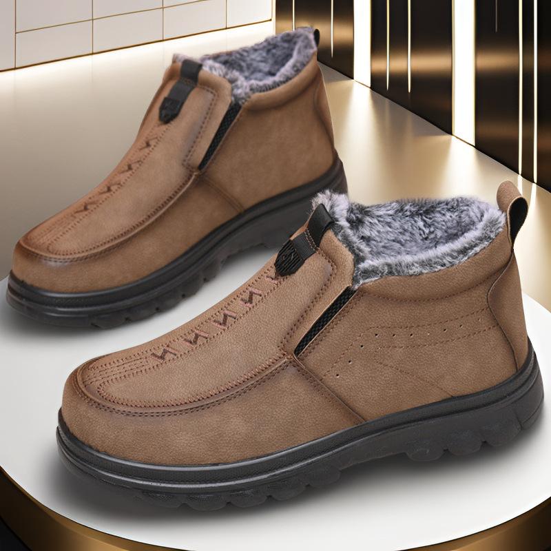 2025 winter new old Beijing cloth shoes men's large size cotton shoes thickened and thickened thick sole one pedal middle-aged and elderly men's shoes