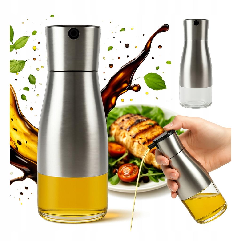 2X Dozownik Do Oliwy Octu Oleju 320 Ml Butelka Szklana Z Metalowa Zakrętką
