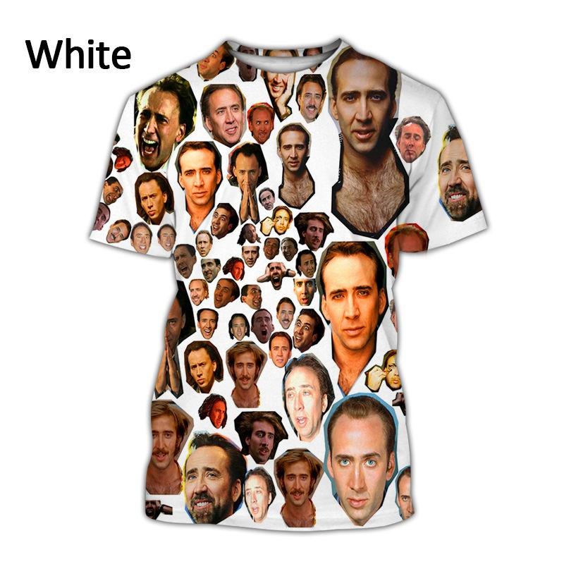Attore Pop Nicolas Cage T-shirt Stampata 3D Divertente Tendenza Girocollo Manica Corta Top Moda Estiva Personalità Maschile Tendenza Streetwear