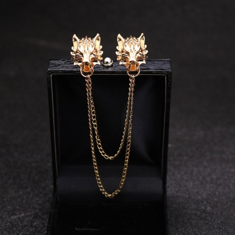 1 Pair Fashion Retro Men Brooches Wolf Animal Brooch Pins for Men And Women Wolf Brooch Shirt Collar Pin Brooch