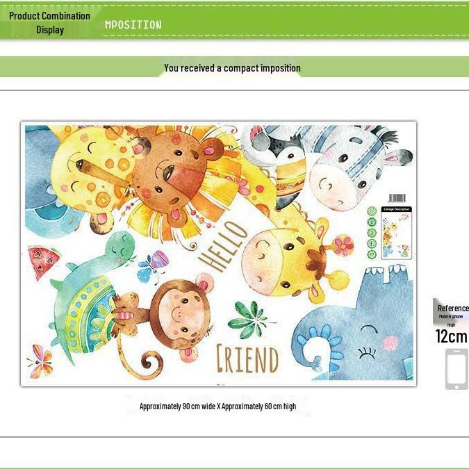 

Акварельные наклейки на стену с жирафом и обезьяной для декора гостиной, спальни или прихожей - Модель XL8360