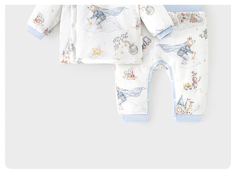 Girls' Winter Quilted Cotton Outfit - Two-Piece Jacket and Pants Set