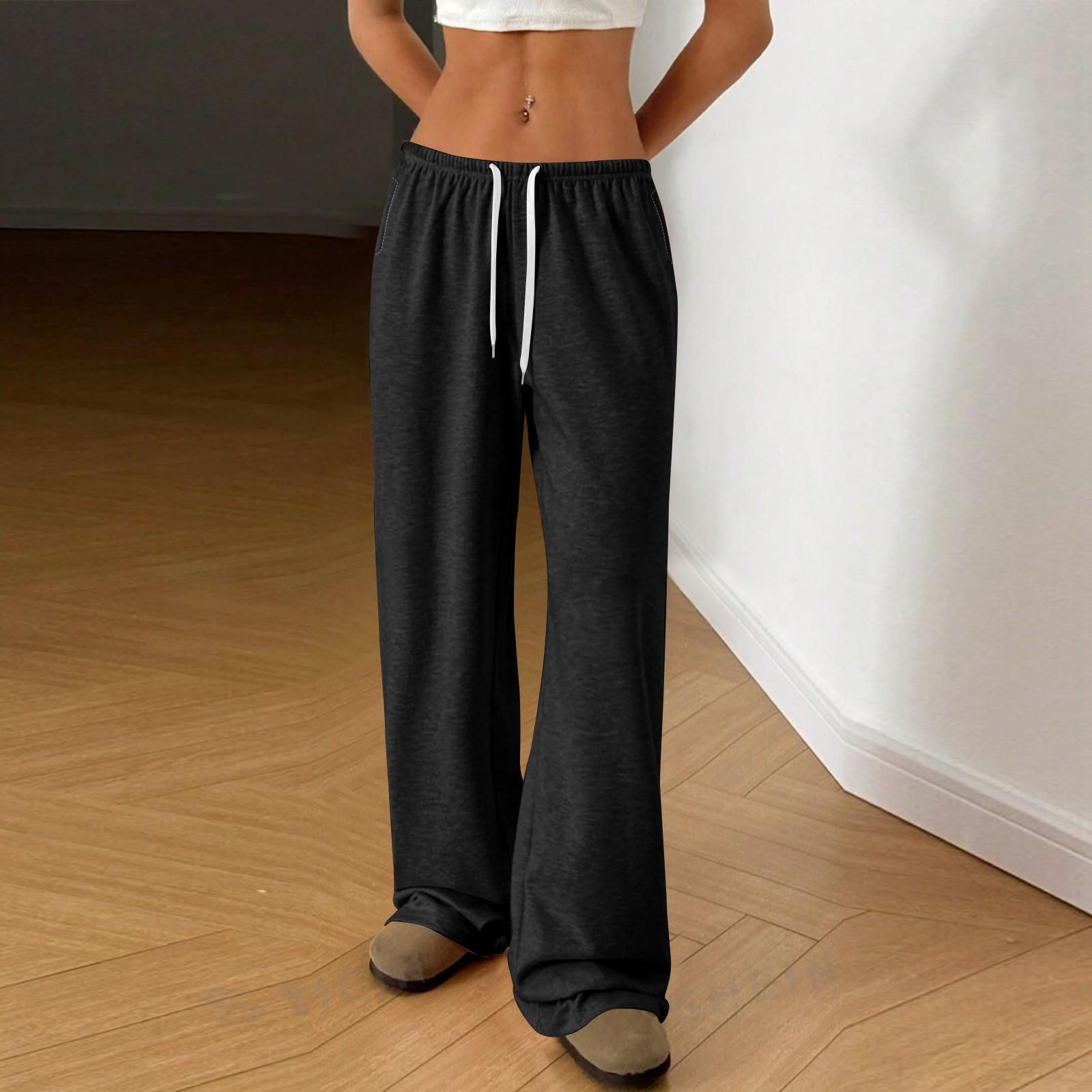 

Женские модные свободные брюки с завязками на талии, однотонные M чёрный