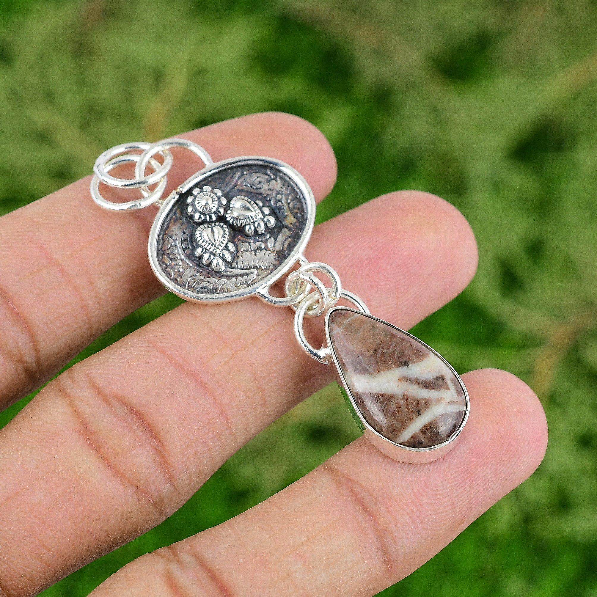 

Thanks Giving Day Deal 925 Silver Coconut Jasper Gemstone Sister Pendant Jewelry