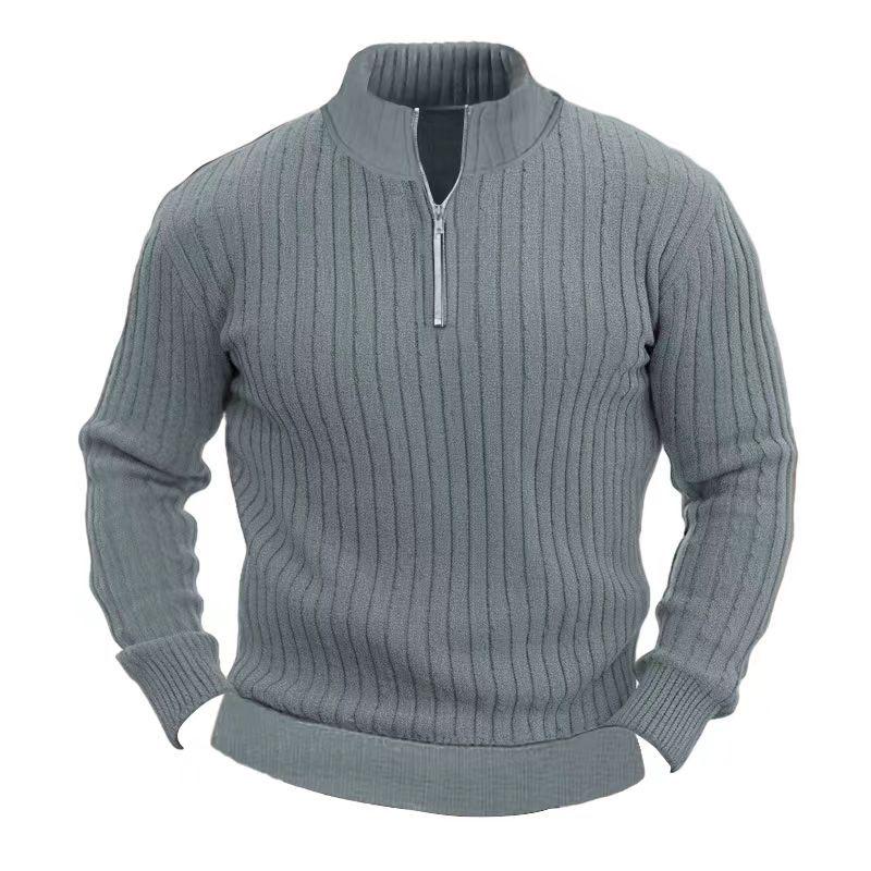 

2025 Men s Autumn Half-Zip Knit Sweater - European & American Casual Style, Solid Color, Stand Collar, Long Sleeve. L серый