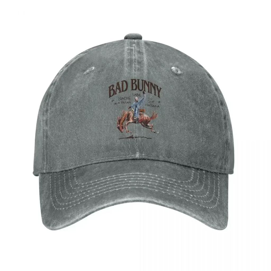 Vintage Bad Bunny Nadie Sabe Album Baseball Caps for Unisex Women Distressed Denim Snapback Cap Most Wanted Tour 2024 Outdoor Cap